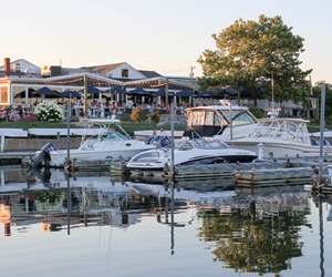 view of restaurant from the harbor