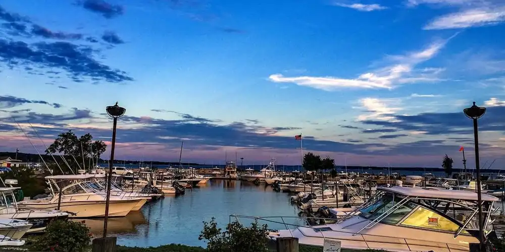 sunset over the marina