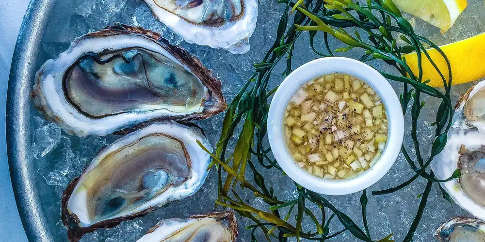 platter of fresh oysters