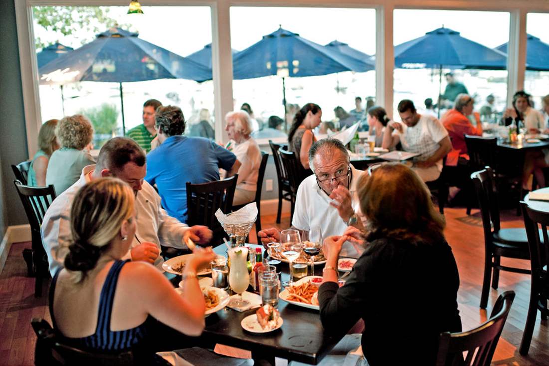 patrons enjoying dinner in the restaurant